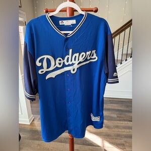 Vintage Los Angeles Dodgers MLB Baseball Majestic USA Button Up Jersey - 2XL XXL